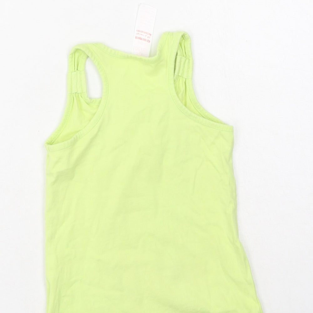 Preworn Girls Green  Cotton Camisole Tank Size 3-4 Years Round Neck