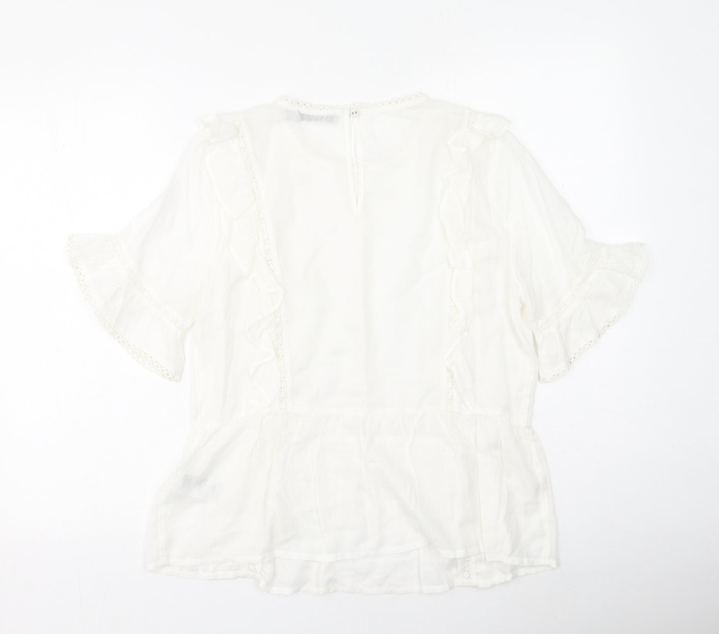 Oasis Womens Ivory  Modacrylic Basic T-Shirt Size 12 Round Neck