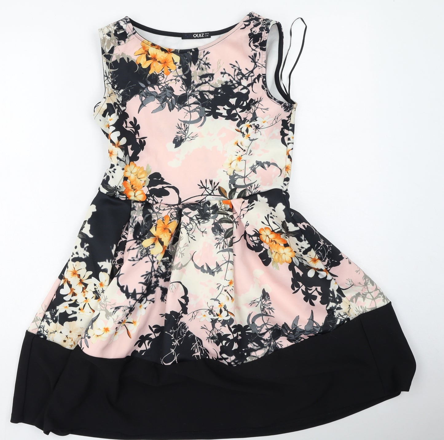 Quiz Womens Multicoloured Floral Polyester Fit & Flare  Size 12  Round Neck