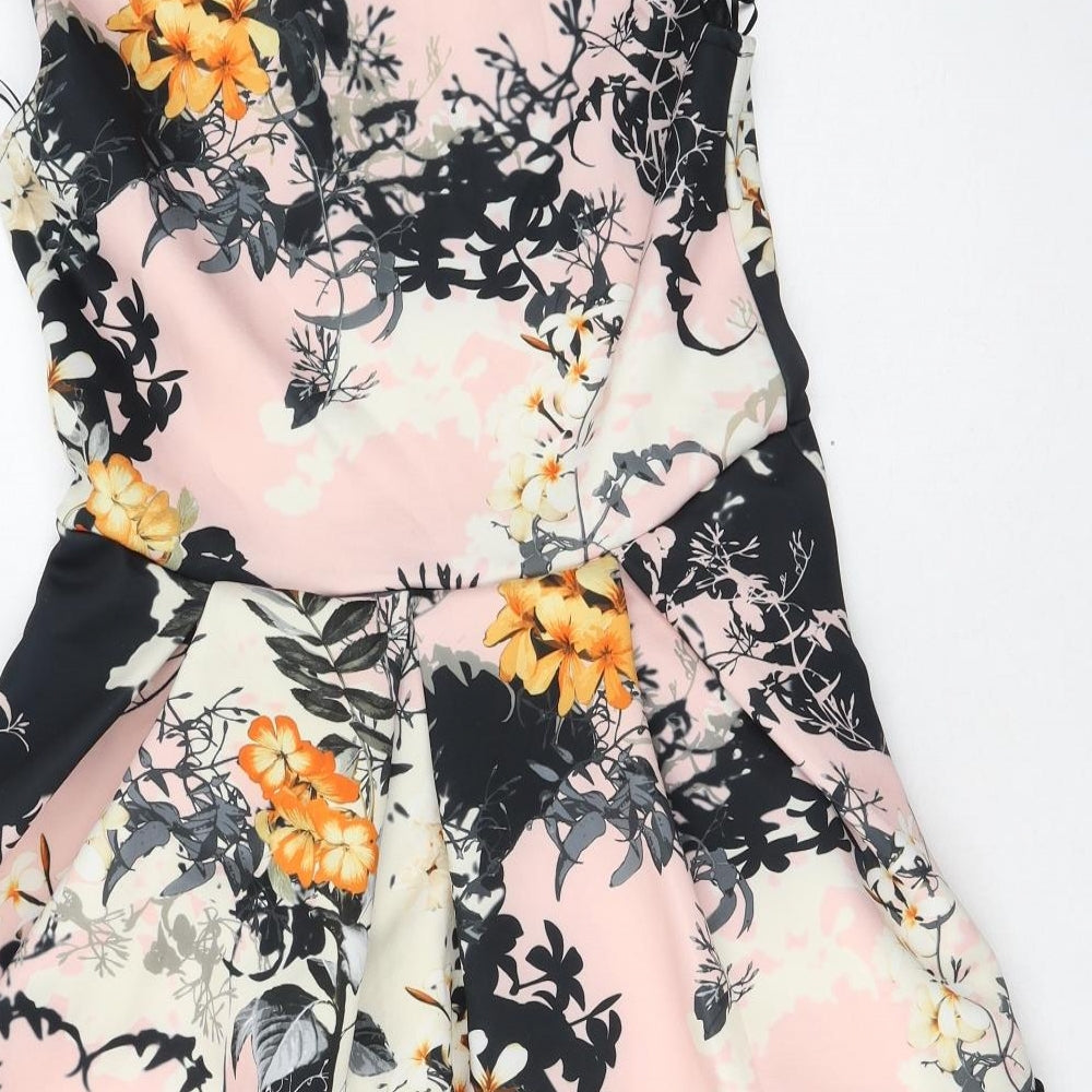 Quiz Womens Multicoloured Floral Polyester Fit & Flare  Size 12  Round Neck