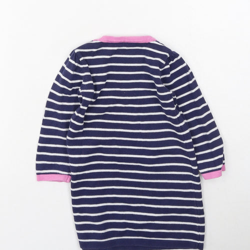 George  Girls Blue Striped Cotton Jacket Dress  Size 9-12 Months  Round Neck
