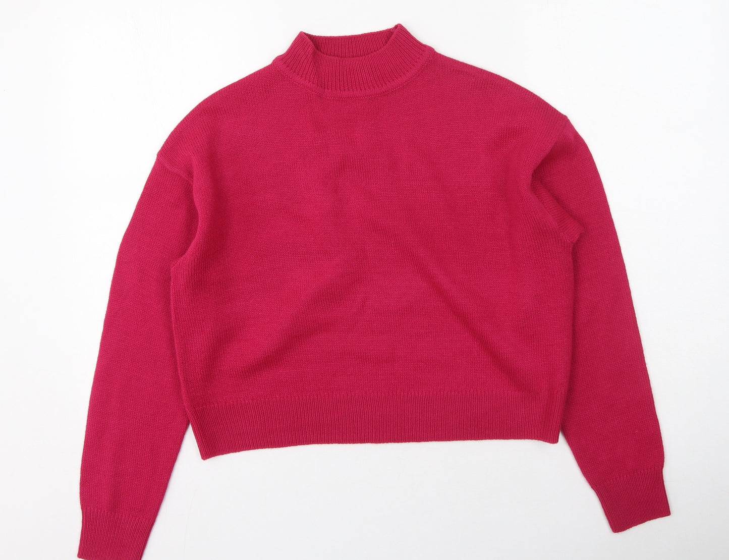 New Look Womens Pink High Neck  Acrylic Henley Jumper Size S