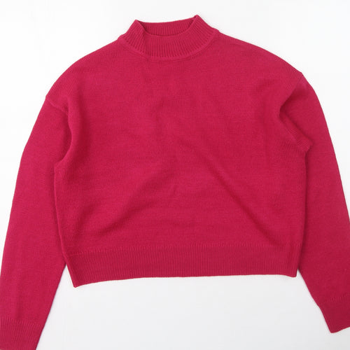 New Look Womens Pink High Neck  Acrylic Henley Jumper Size S
