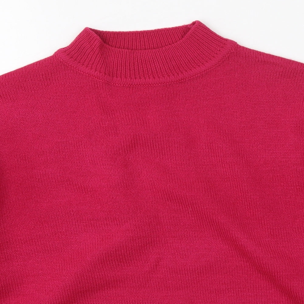New Look Womens Pink High Neck  Acrylic Henley Jumper Size S