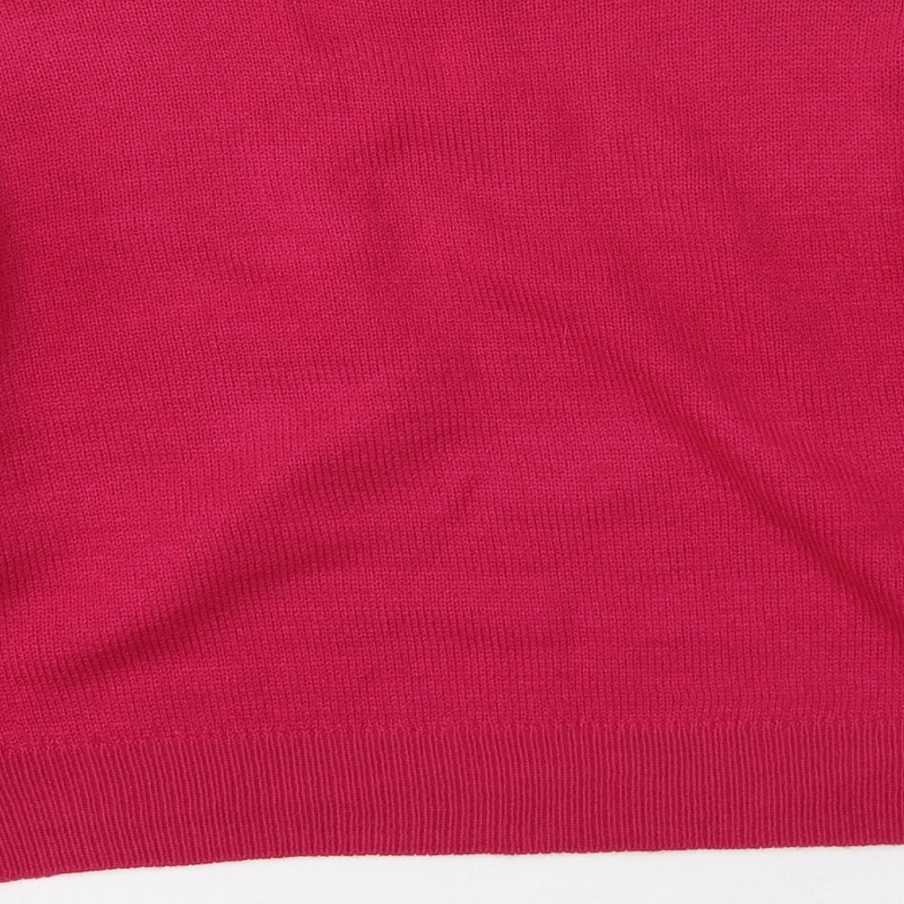 New Look Womens Pink High Neck  Acrylic Henley Jumper Size S