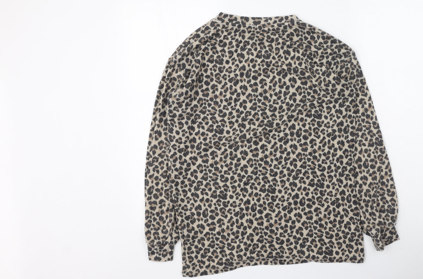 George  Womens Brown Round Neck Animal Print Viscose Pullover Jumper Size S