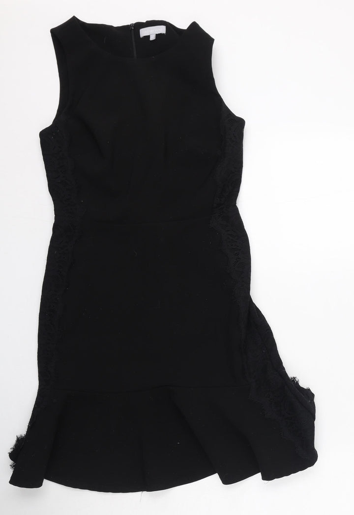 Red Herring Womens Black Polyester Fit & Flare Size 10 Round Neck