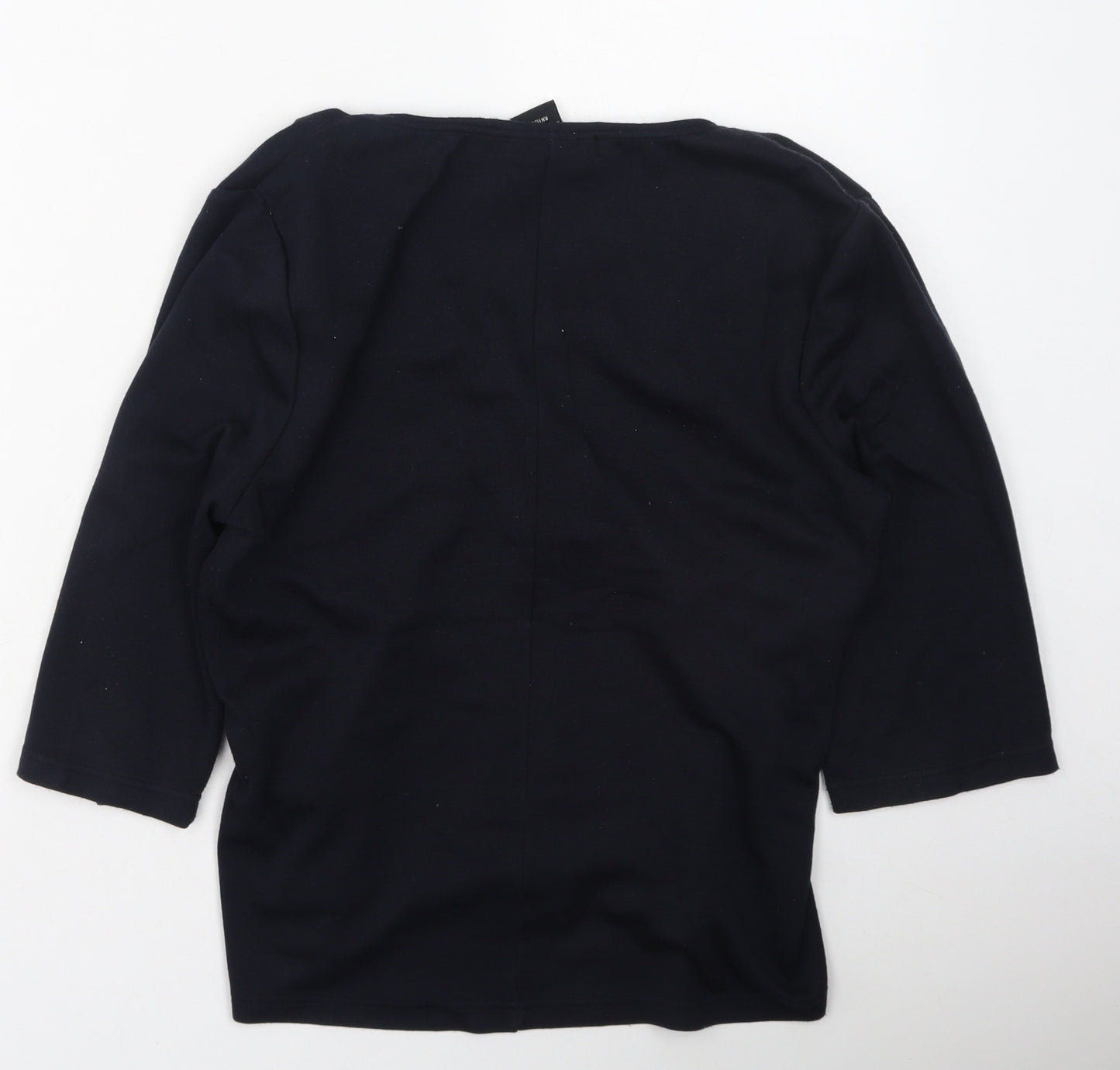 Nina Leonard Womens Blue V-Neck  Acrylic Pullover Jumper Size M
