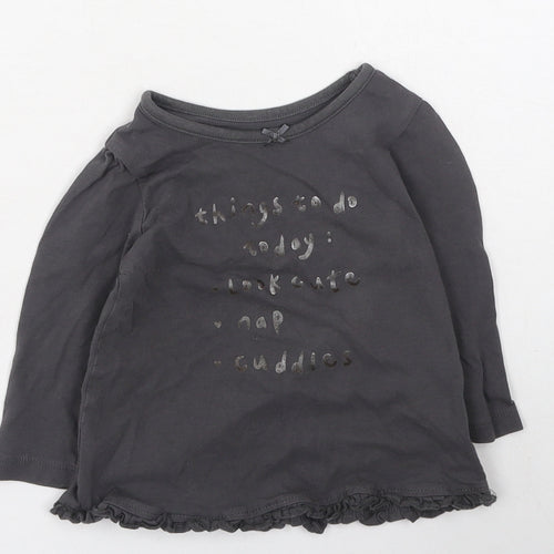 George  Boys Grey  Cotton Basic Casual Size 6-9 Months Round Neck