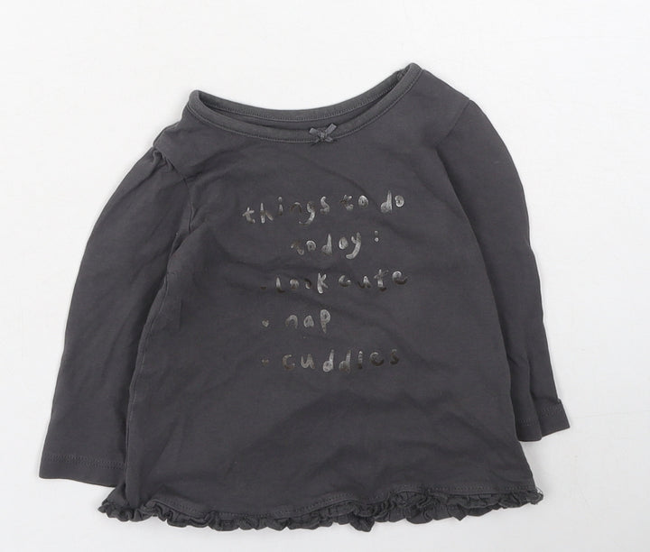 George Boys Grey Cotton Basic Casual Size 6-9 Months Round Neck