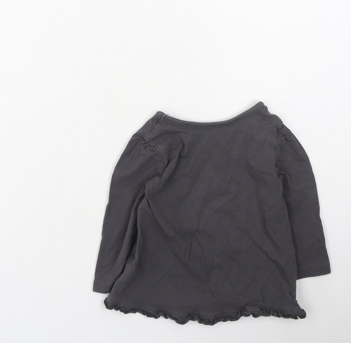 George  Boys Grey  Cotton Basic Casual Size 6-9 Months Round Neck