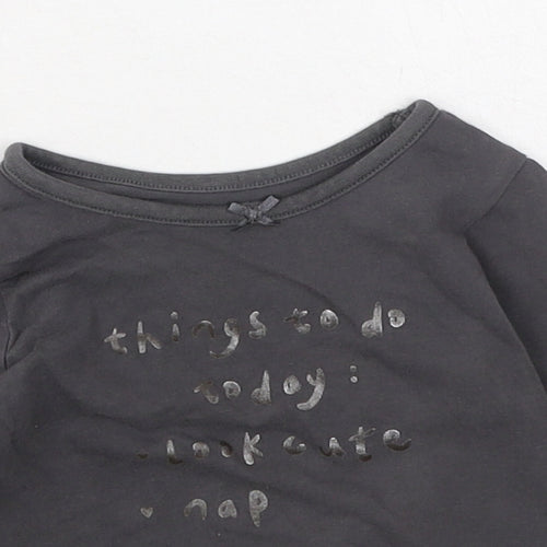 George  Boys Grey  Cotton Basic Casual Size 6-9 Months Round Neck
