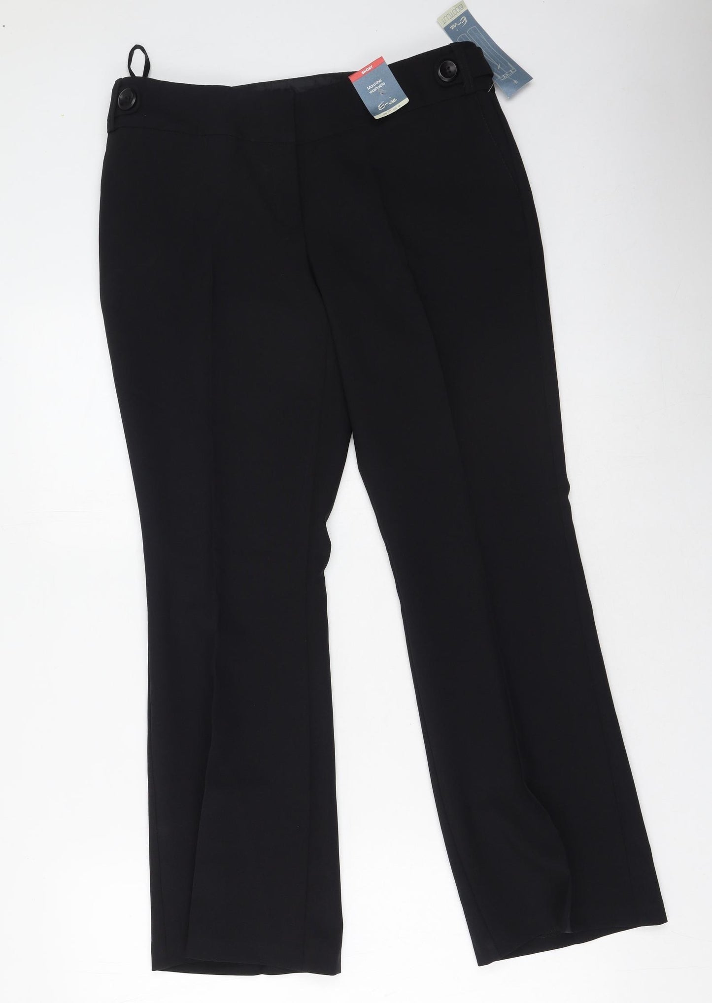 Evie  Womens Black  Polyester Trousers  Size 10 L23 in Regular