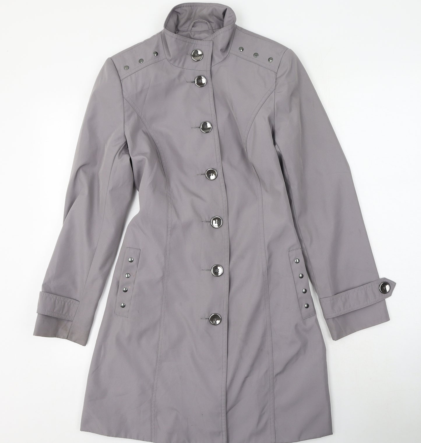 M&Co Womens Grey   Trench Coat Coatigan Size 12