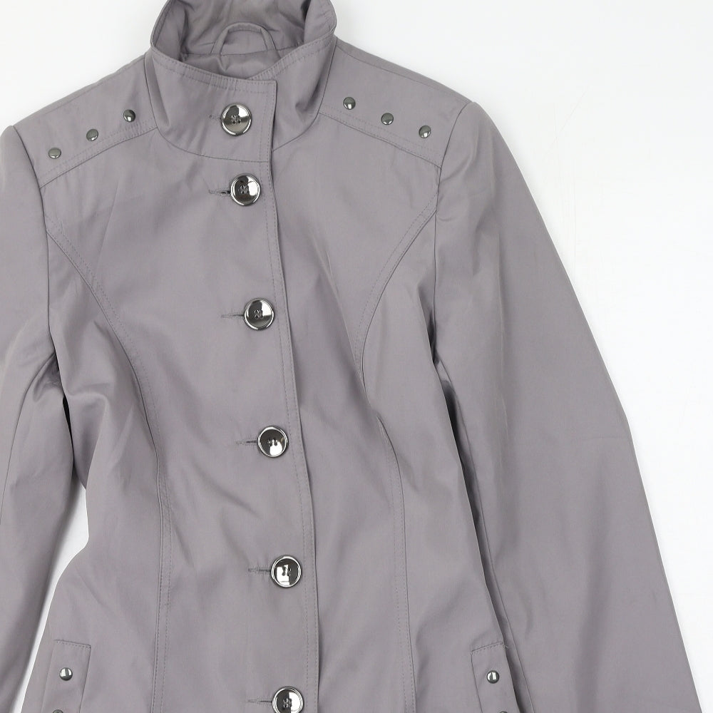 M&Co Womens Grey   Trench Coat Coatigan Size 12