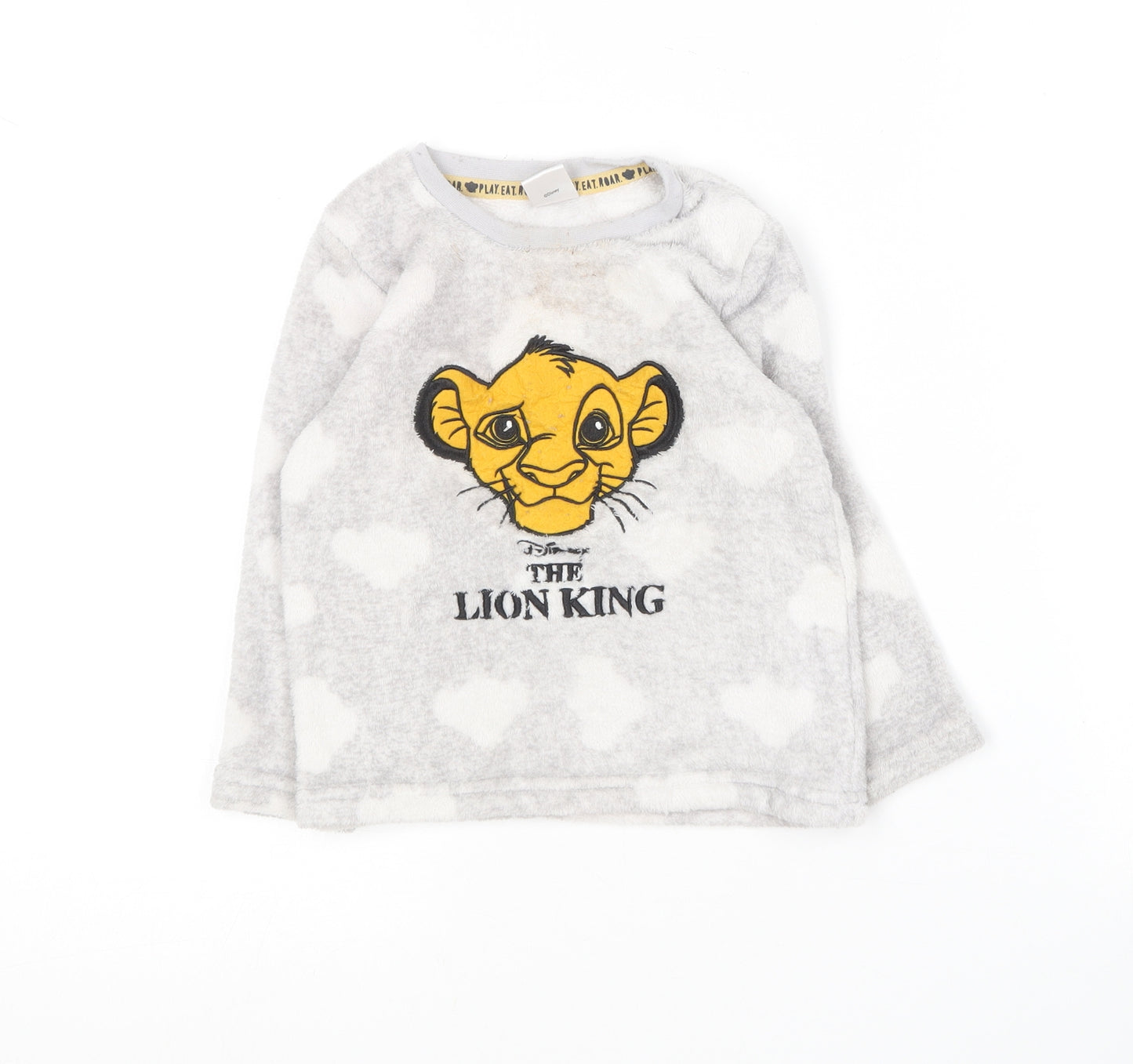 Primark Girls Grey Round Neck  Polyester Pullover Jumper Size 2-3 Years   - Lion King