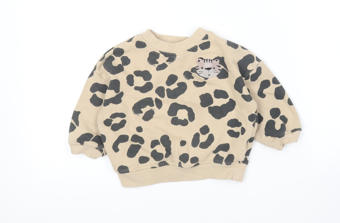 NEXT Baby Brown Animal Print Cotton Pullover Jumper Size 18-24 Months