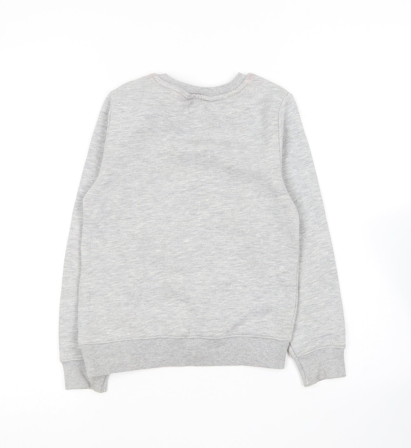 H&M Girls Grey Round Neck  Cotton Pullover Jumper Size 6-7 Years   - Football