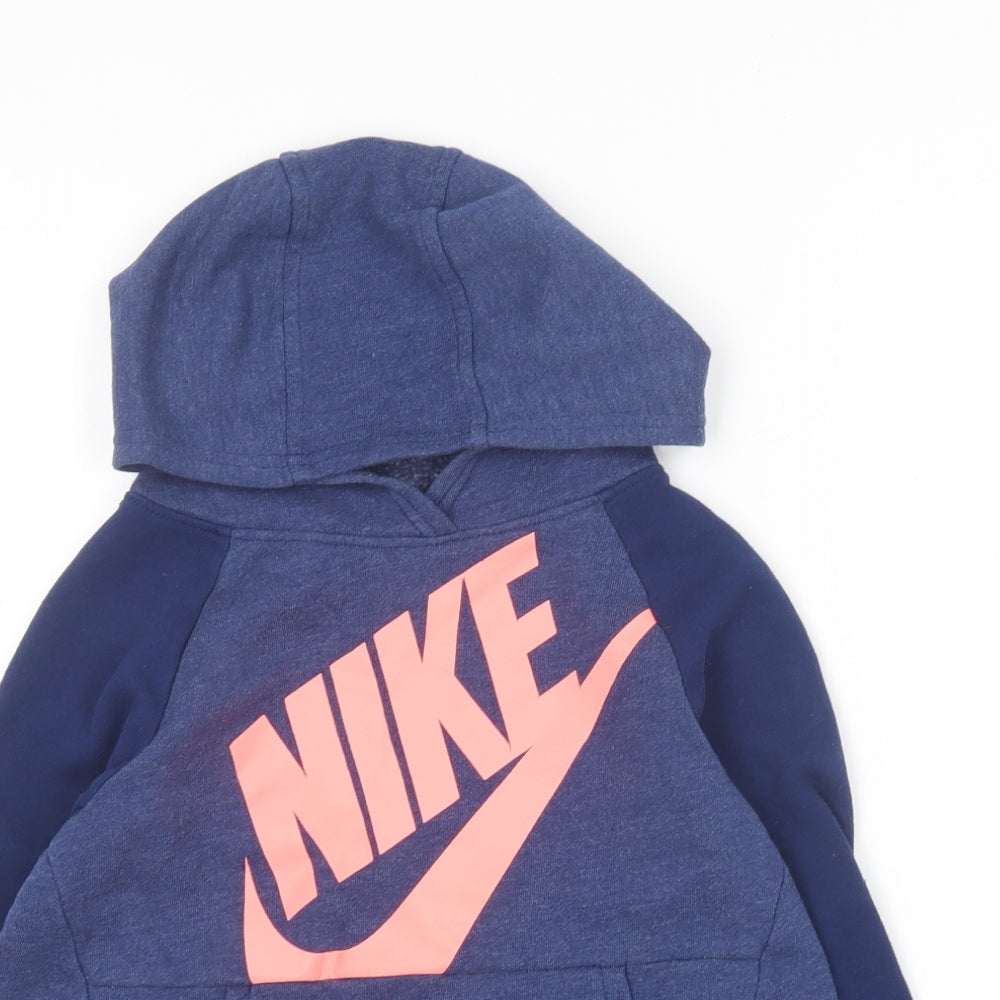 Nike Girls Blue  Cotton Pullover Hoodie Size 6-7 Years