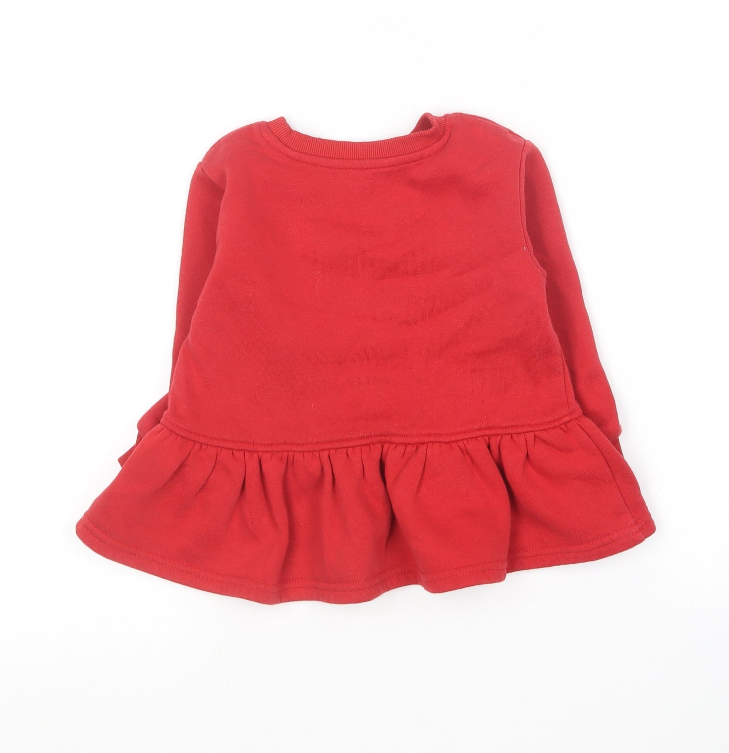 Primark Girls Red Round Neck  Cotton Pullover Jumper Size 2-3 Years   - Christmas Jumper