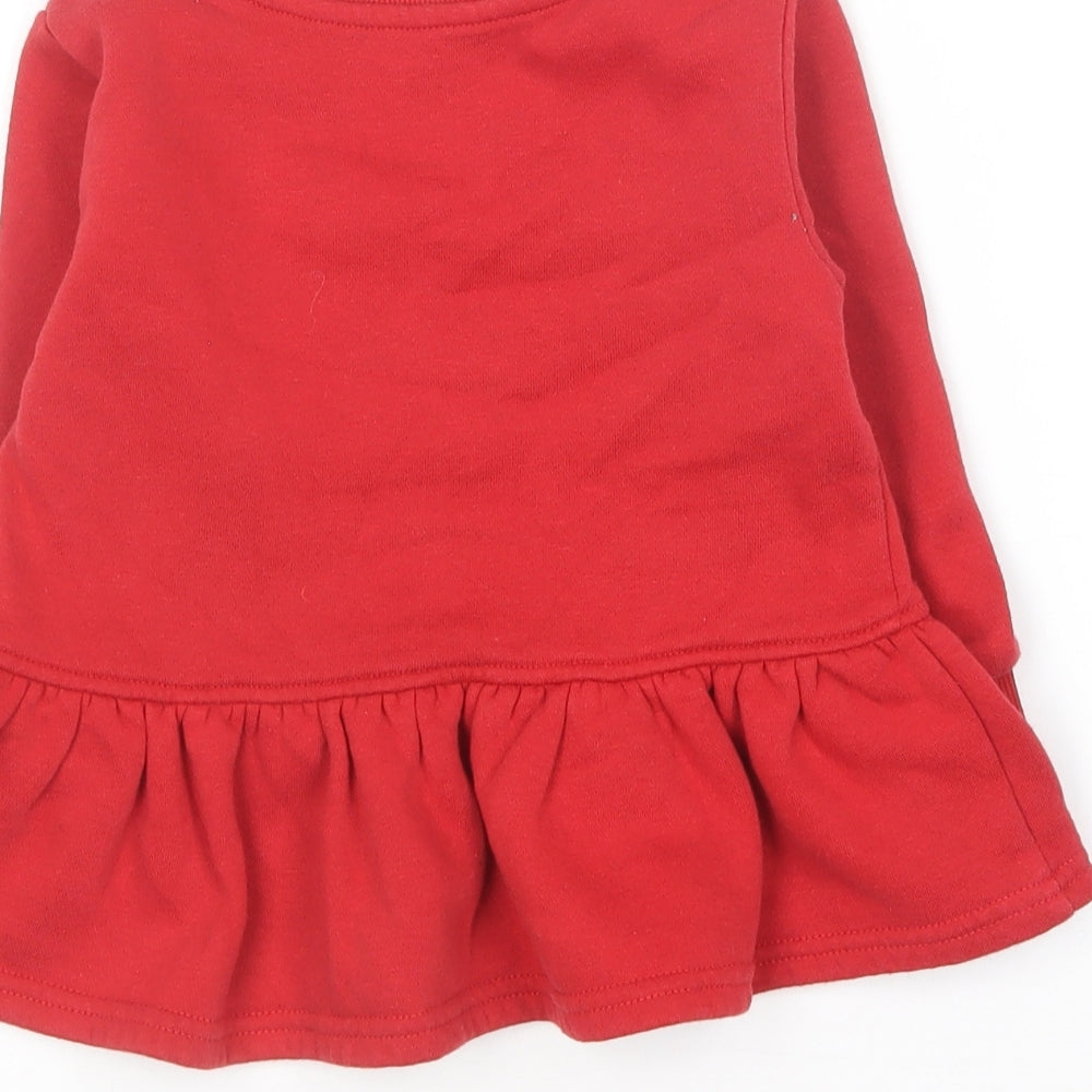 Primark Girls Red Round Neck  Cotton Pullover Jumper Size 2-3 Years   - Christmas Jumper