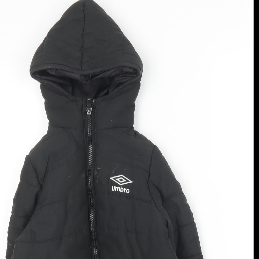 Umbro Boys Black   Puffer Jacket Coat Size 6-7 Years
