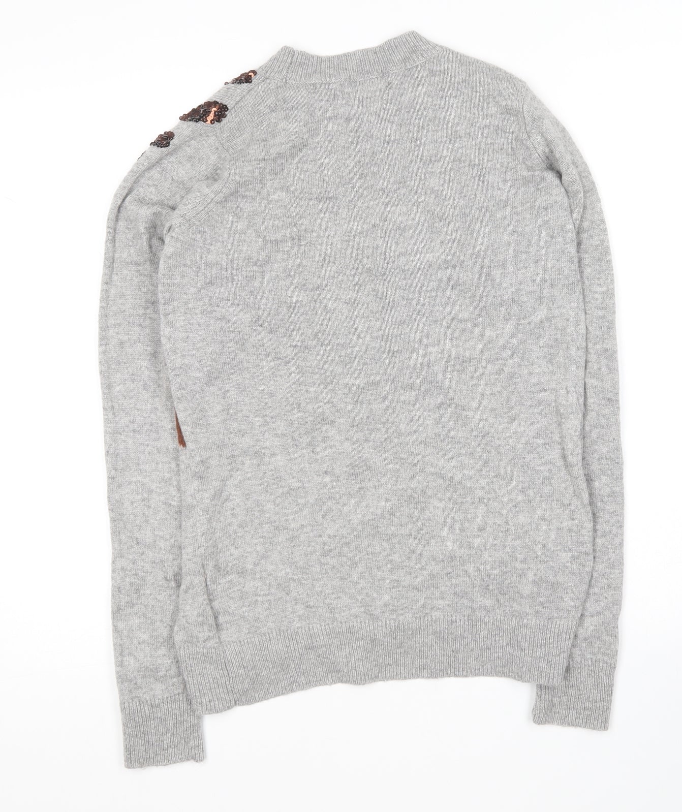 H&M Girls Grey Round Neck  Polyamide Pullover Jumper Size XS   - Christmas Jumper