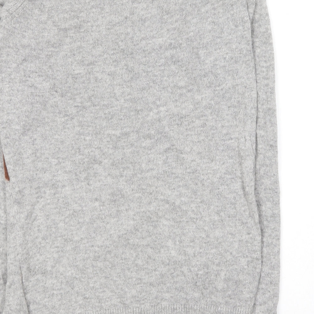 H&M Girls Grey Round Neck  Polyamide Pullover Jumper Size XS   - Christmas Jumper