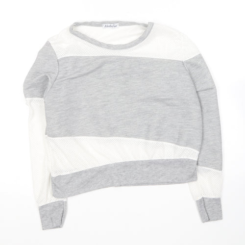 Natalia Womens Grey Round Neck  Polyester Pullover Jumper Size M