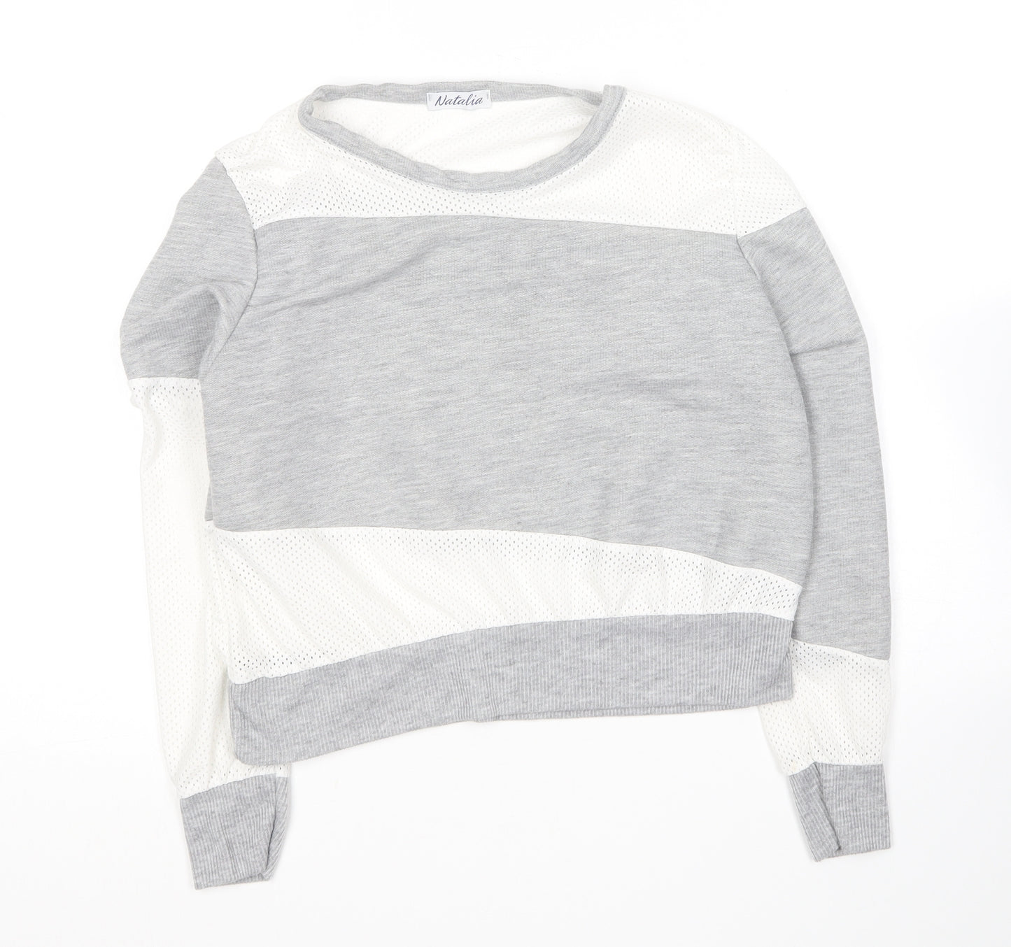Natalia Womens Grey Round Neck  Polyester Pullover Jumper Size M