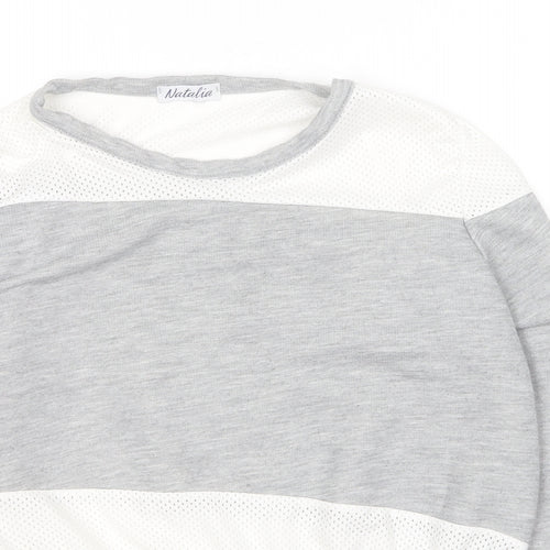 Natalia Womens Grey Round Neck  Polyester Pullover Jumper Size M