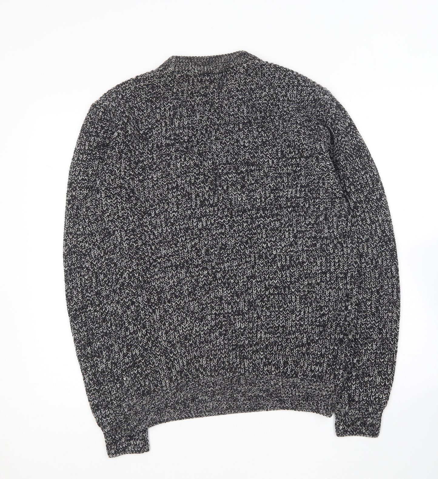 George Mens Black Crew Neck  Acrylic Pullover Jumper Size M