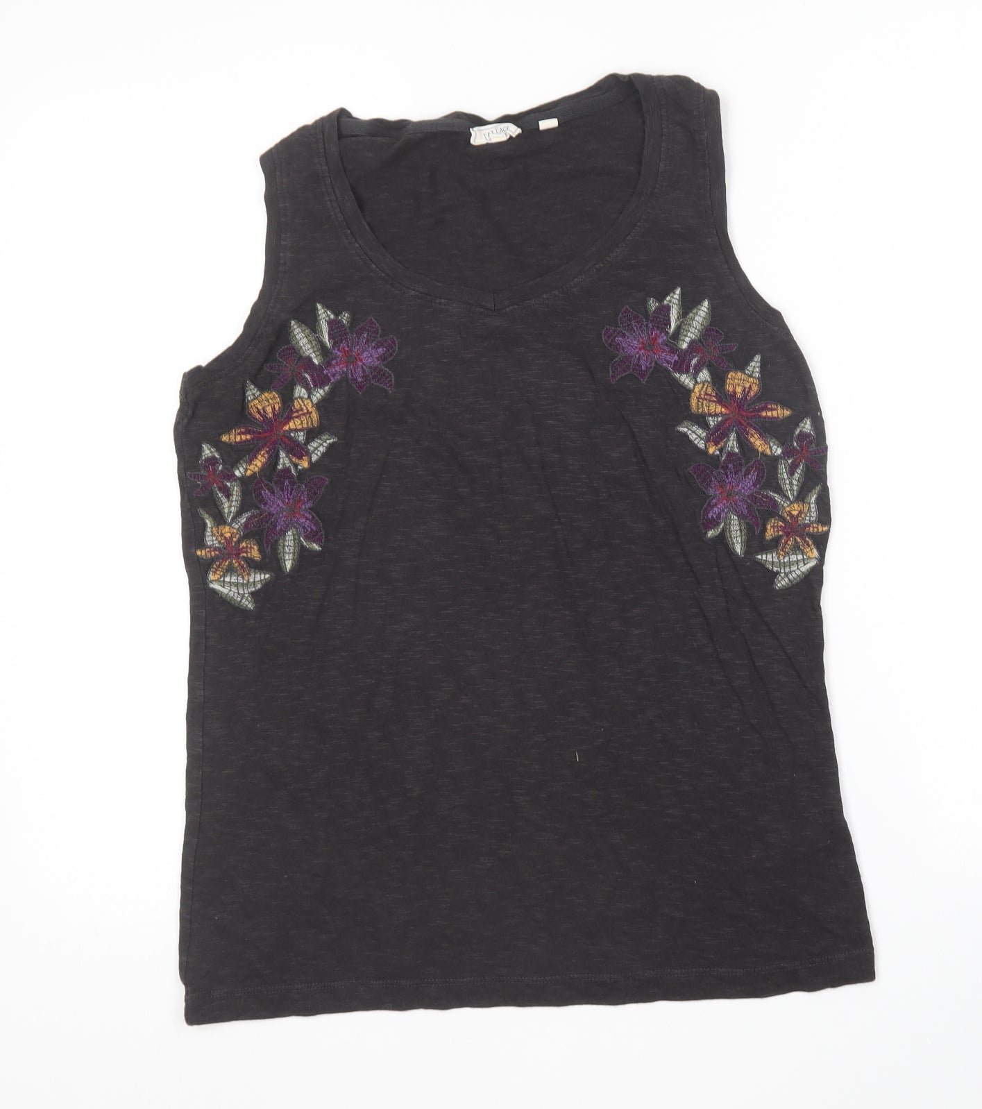 Fat Face Womens Grey  Viscose Basic Tank Size 10 Boat Neck