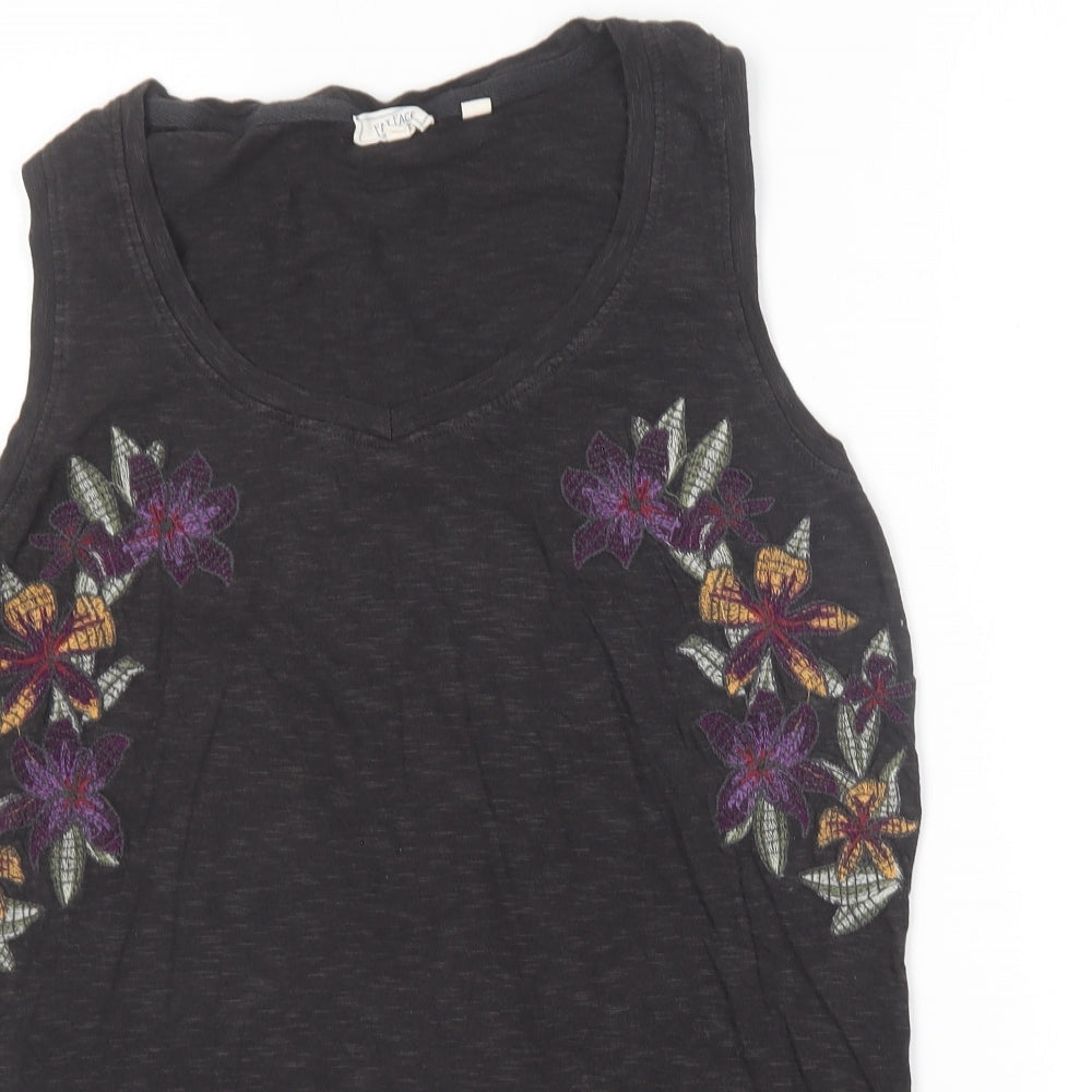 Fat Face Womens Grey  Viscose Basic Tank Size 10 Boat Neck