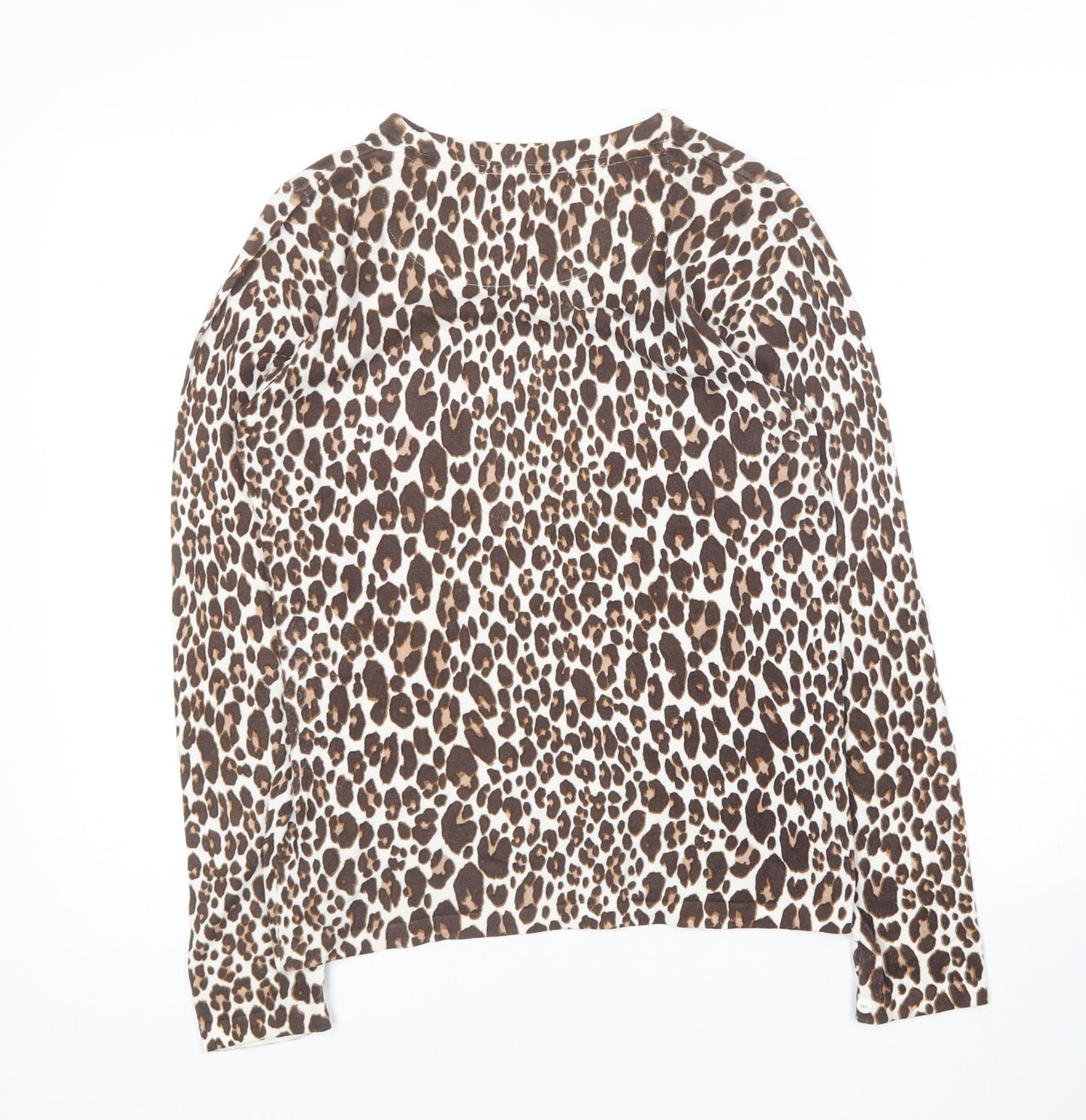 NEXT Womens Brown Round Neck Animal Print Viscose Pullover Jumper Size 12