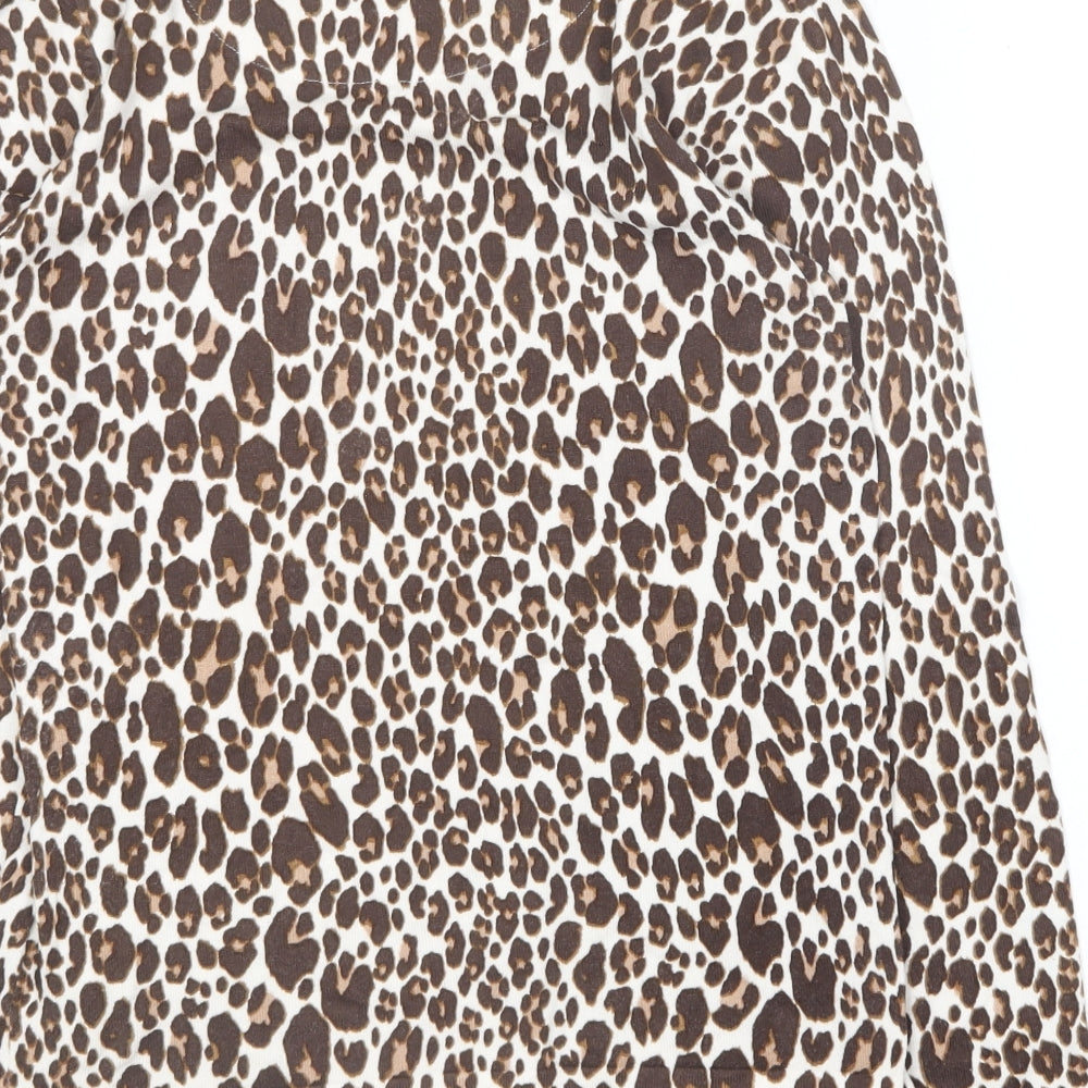 NEXT Womens Brown Round Neck Animal Print Viscose Pullover Jumper Size 12