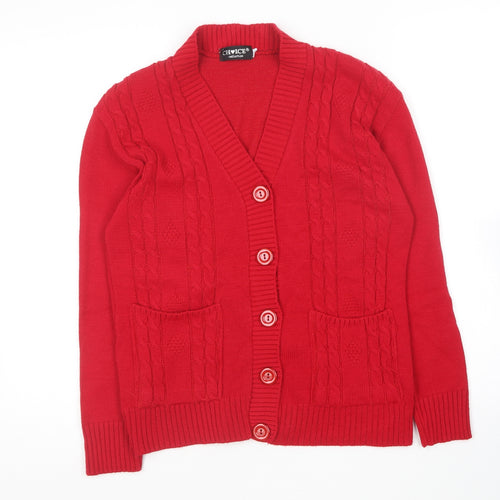 Choice Collection  Womens Red V-Neck  Acrylic Cardigan Jumper Size S