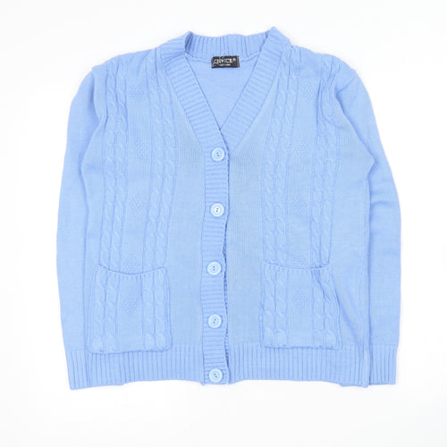 Choice Collection   Womens Blue V-Neck  Acrylic Cardigan Jumper Size M