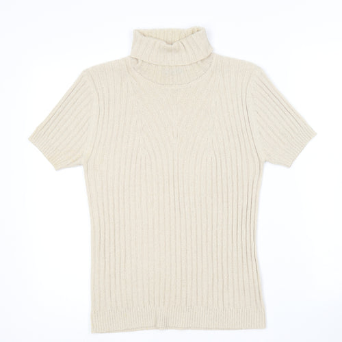 Linea Womens Beige Roll Neck  Acrylic Pullover Jumper Size L