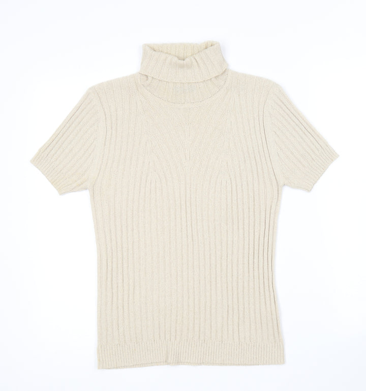 Linea Womens Beige Roll Neck  Acrylic Pullover Jumper Size L