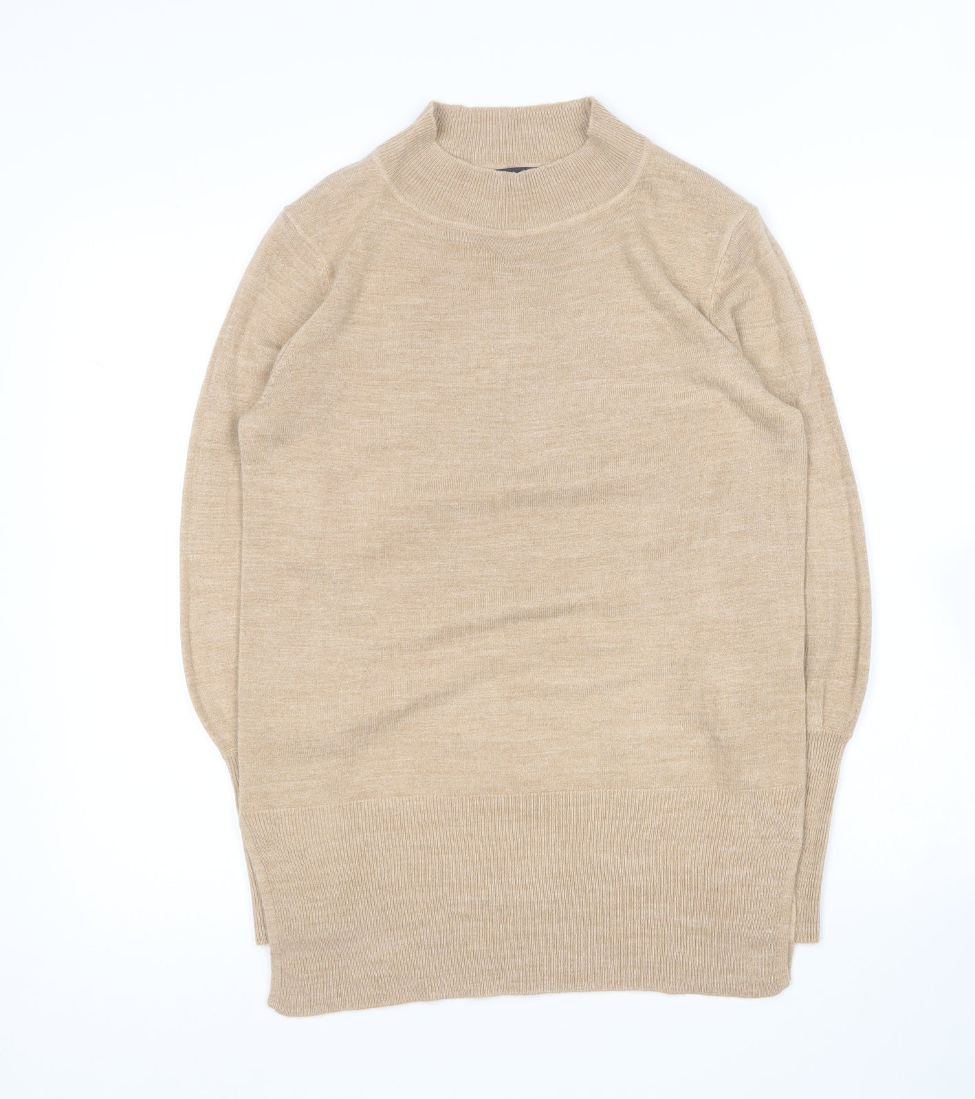 Marks and Spencer Womens Beige Crew Neck  Acrylic Pullover Jumper Size S
