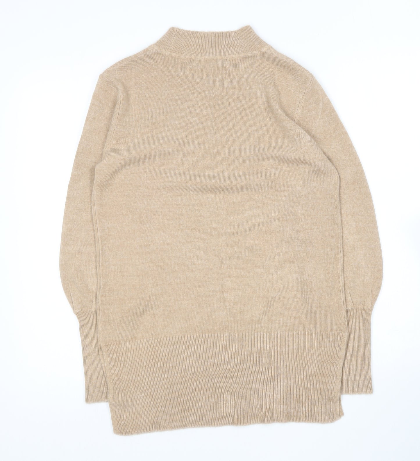 Marks and Spencer Womens Beige Crew Neck  Acrylic Pullover Jumper Size S