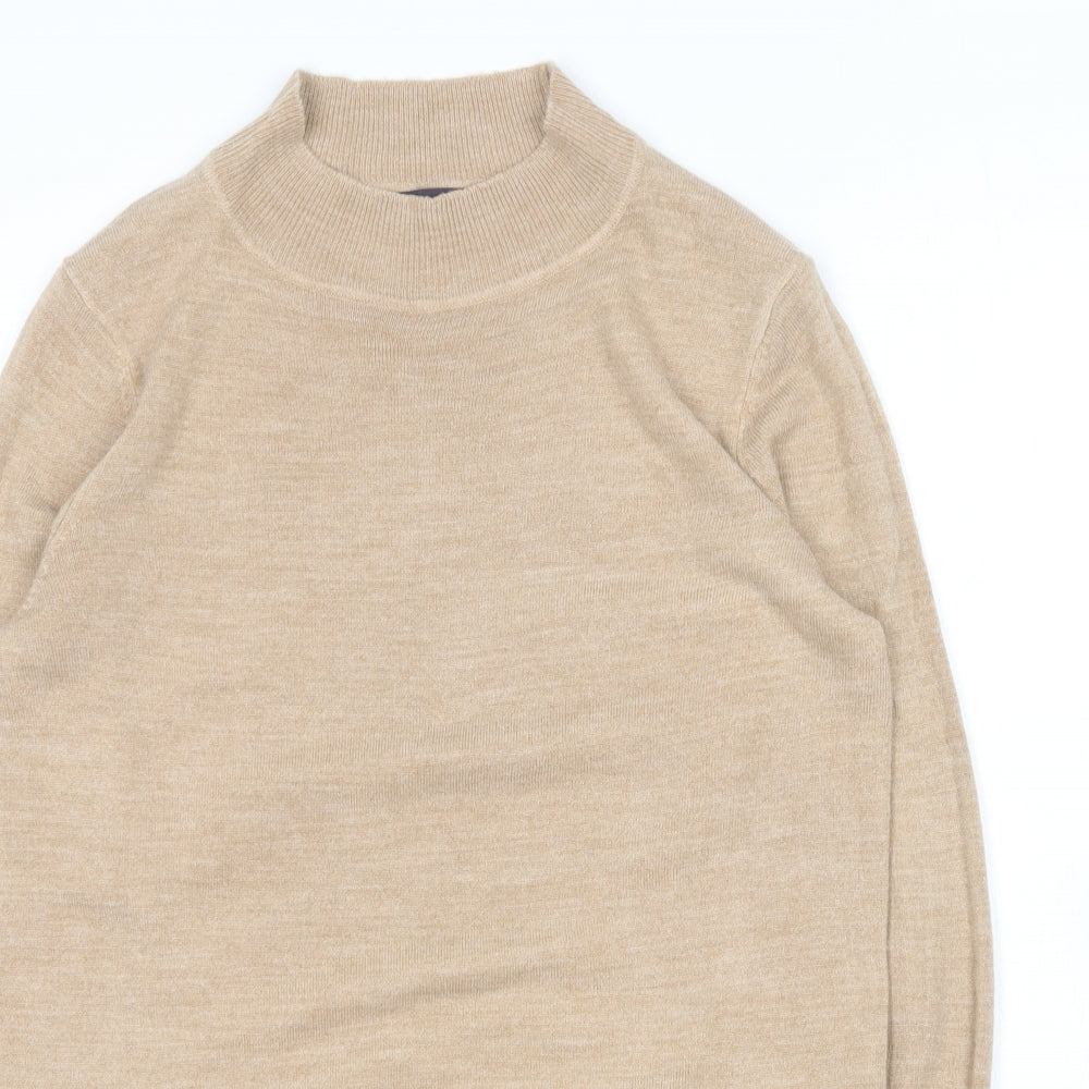 Marks and Spencer Womens Beige Crew Neck  Acrylic Pullover Jumper Size S