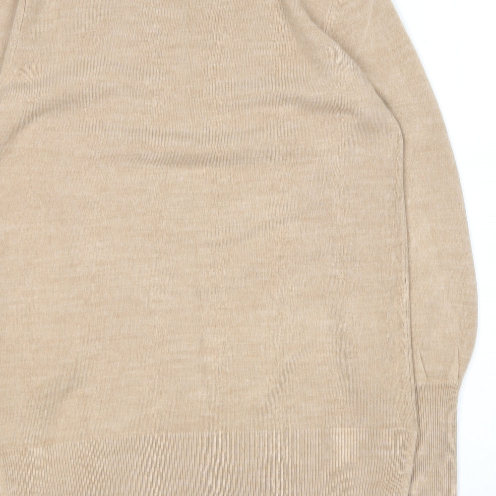 Marks and Spencer Womens Beige Crew Neck  Acrylic Pullover Jumper Size S