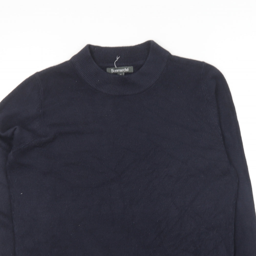 Bonmarché Womens Blue Crew Neck  Acrylic Pullover Jumper Size 12