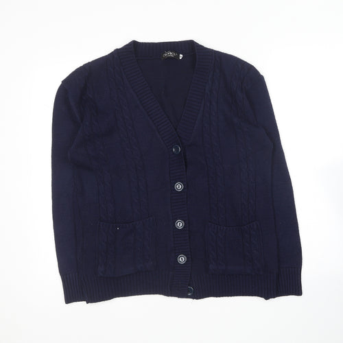Choice Collection   Womens Blue V-Neck  Acrylic Cardigan Jumper Size M