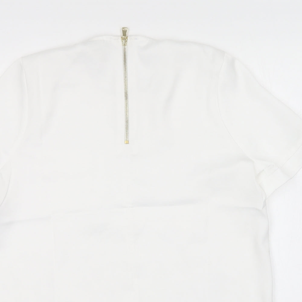 River Island Womens White  Polyester Basic Blouse Size 8 Round Neck