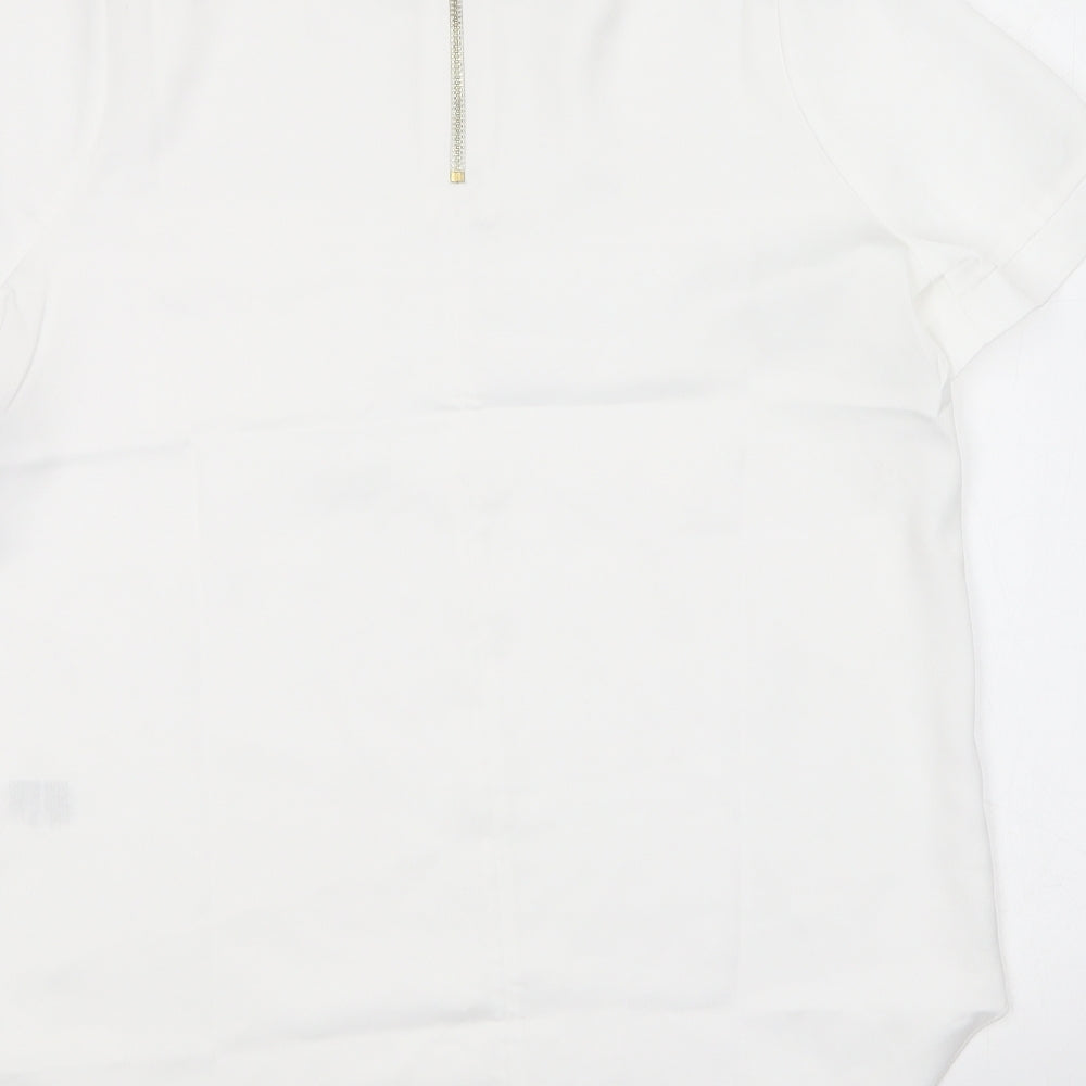 River Island Womens White  Polyester Basic Blouse Size 8 Round Neck