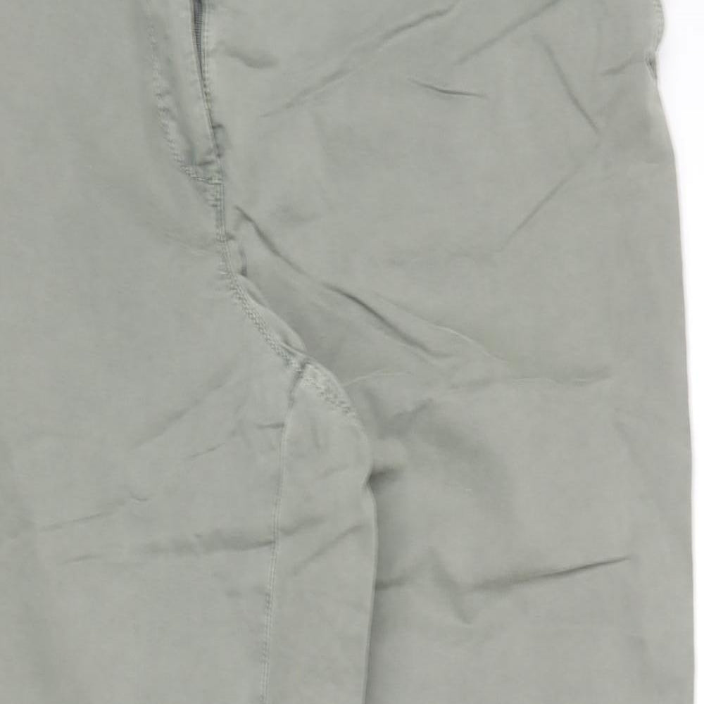 Marks and Spencer Womens Green  Cotton Chino Trousers Size 18 L29 in Regular