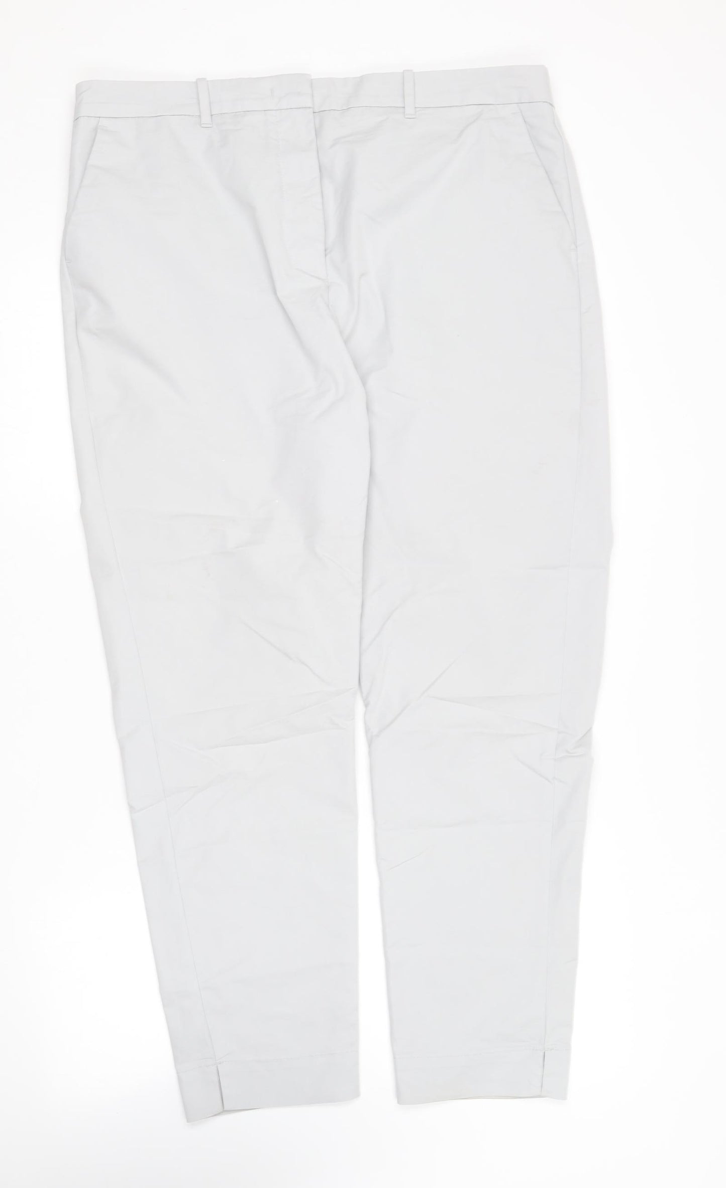 Marks and Spencer Womens Grey  Cotton Chino Trousers Size 16 L28 in Regular